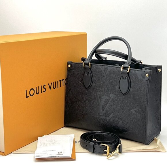 Louis Vuitton black and gold full leather Onthego small handbag - Picture 1 of 6
